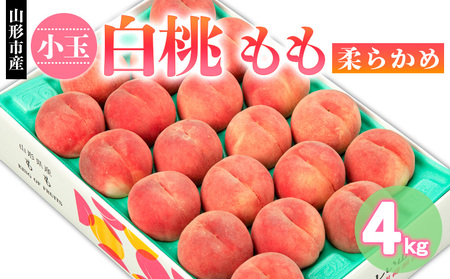 山形市産 小玉 白桃 もも 柔らかめ 4kg(18～22玉) 【令和8年産先行予約】FS24-751 くだもの 果物 フルーツ 山形 山形県 山形市 2026年産