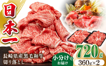 長崎県産黒毛和牛切り落とし 720g（360×2） [JGF001]和牛