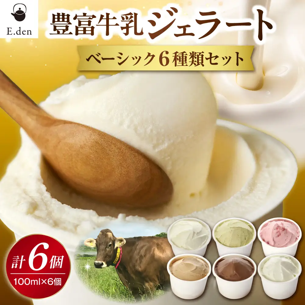 E.den(エデン) 豊富牛乳ジェラート ベーシック 6個セット