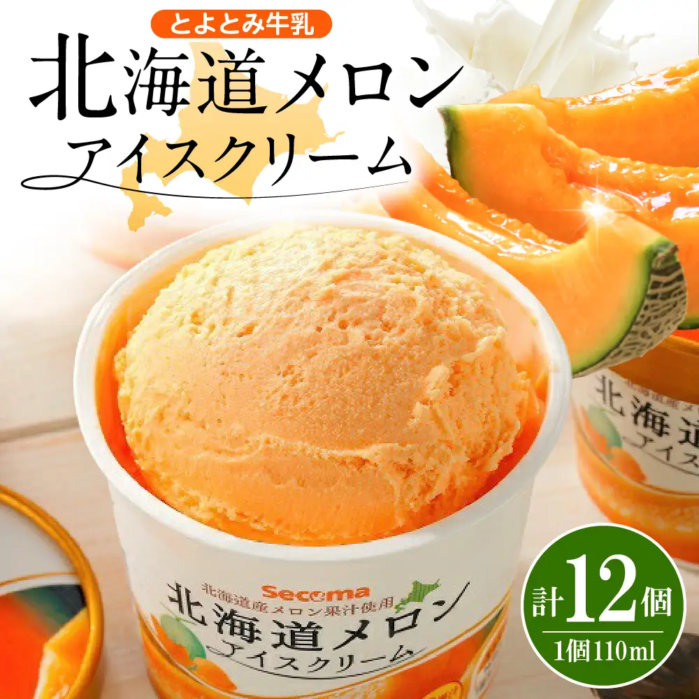 とよとみ牛乳 北海道メロンアイスクリーム 110ml×12個