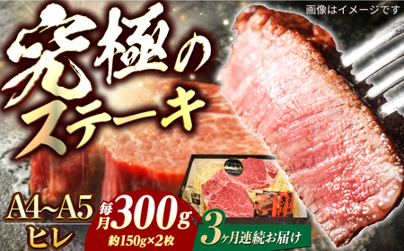 【3回定期便】長崎和牛ヒレステーキ300g[ECS030] ヒレ 牛肉 定期便