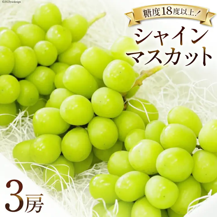 【2026年発送】ぶどう シャインマスカット 予約 約 500g 3房 計約 1.5kg [Inakakara 山梨県 韮崎市 20745257]