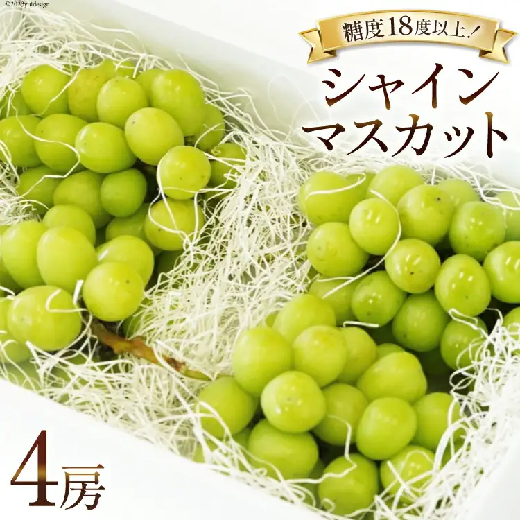 【2026年発送】ぶどう シャインマスカット 予約 約500g 4房 計約 2kg [Inakakara 山梨県 韮崎市 20745258]