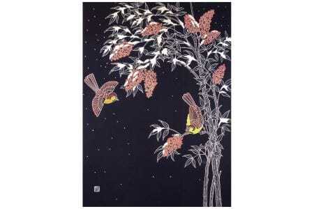 郡上本染　タペストリー　南天