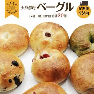 【定期便2回】天然酵母のベーグル (7種類 計10個)×2回 計20個 パン