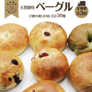【定期便3回】天然酵母のベーグル (7種類 計10個)×3回 計30個 パン