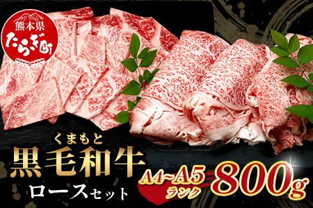  A4・A5 くまもと黒毛和牛 ロース セット 計800g ( すき焼き 400g / 焼肉 400g ) 本場 熊本県 ブランド 牛 黒毛 和牛 厳選 A4以上 肉 上質 熊本県 113-0507