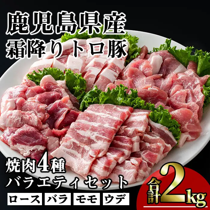 鹿児島県産 豚肉 霜降り トロ豚 焼肉 バラエティ セット(合計2kg)【KNOT】 A565-v01