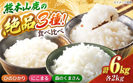 山鹿市産のお米食べ比べセット（ひのひかり・にこまる・森のくまさん）各2kg 【道の駅 水辺プラザかもと】[ZEG013]