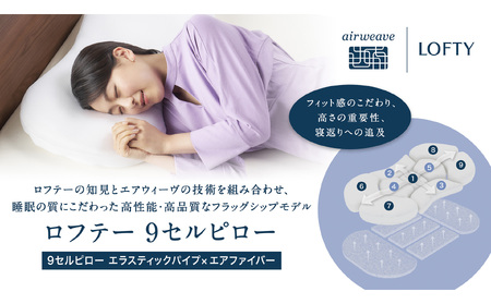 （エアウィーヴ グループ）ロフテー【1号】9セルピロー エラスティックパイプ×エアファイバー