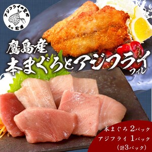 鷹島産本まぐろ 食べきりサイズ(80g×2p)とアジフライのセット(4枚×1p) (マグロ あじ 鯵 フィレタイプ ) 【A9-063】