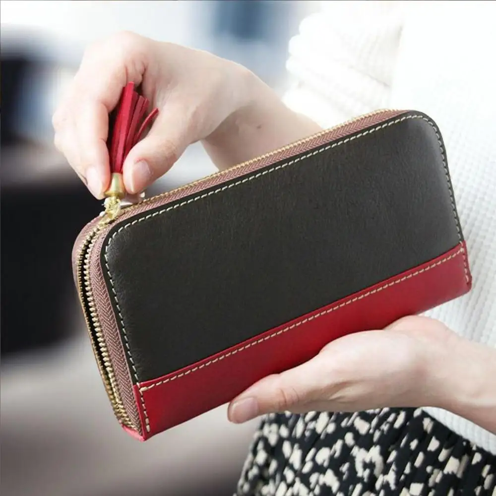 ＜カラー選択可能＞長財布【福岡市内製造】 チョコ×レッド