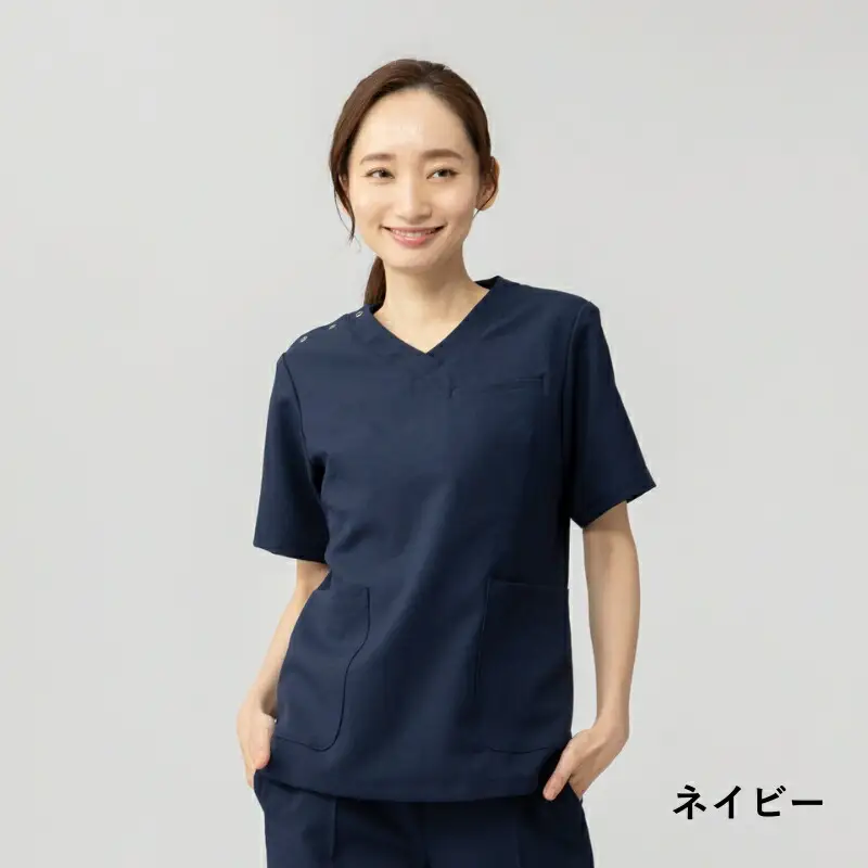 レピウスの白衣 【レディース】スクラブ リンクル / ネーム刺繍付き (カラー：ネイビー、サイズ：XS)_0113-019-T05-3-1