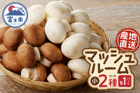 マッシュルーム 産地直送 長谷川農産 小×2パック セット 新鮮 2種 ホワイト ブラウン 最新栽培技術 無農薬 無漂白 生でも食べられる ビタミン たんぱく質 きのこ キノコ 静岡県 富士市 野菜 [sf002-351]
