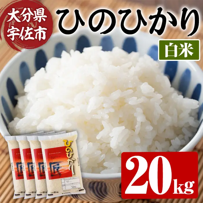 ＜令和7年産＞ひのひかり 白米 (計20kg・5kg×4P) お米 ごはん ご飯【107101203】【あいはな農園】