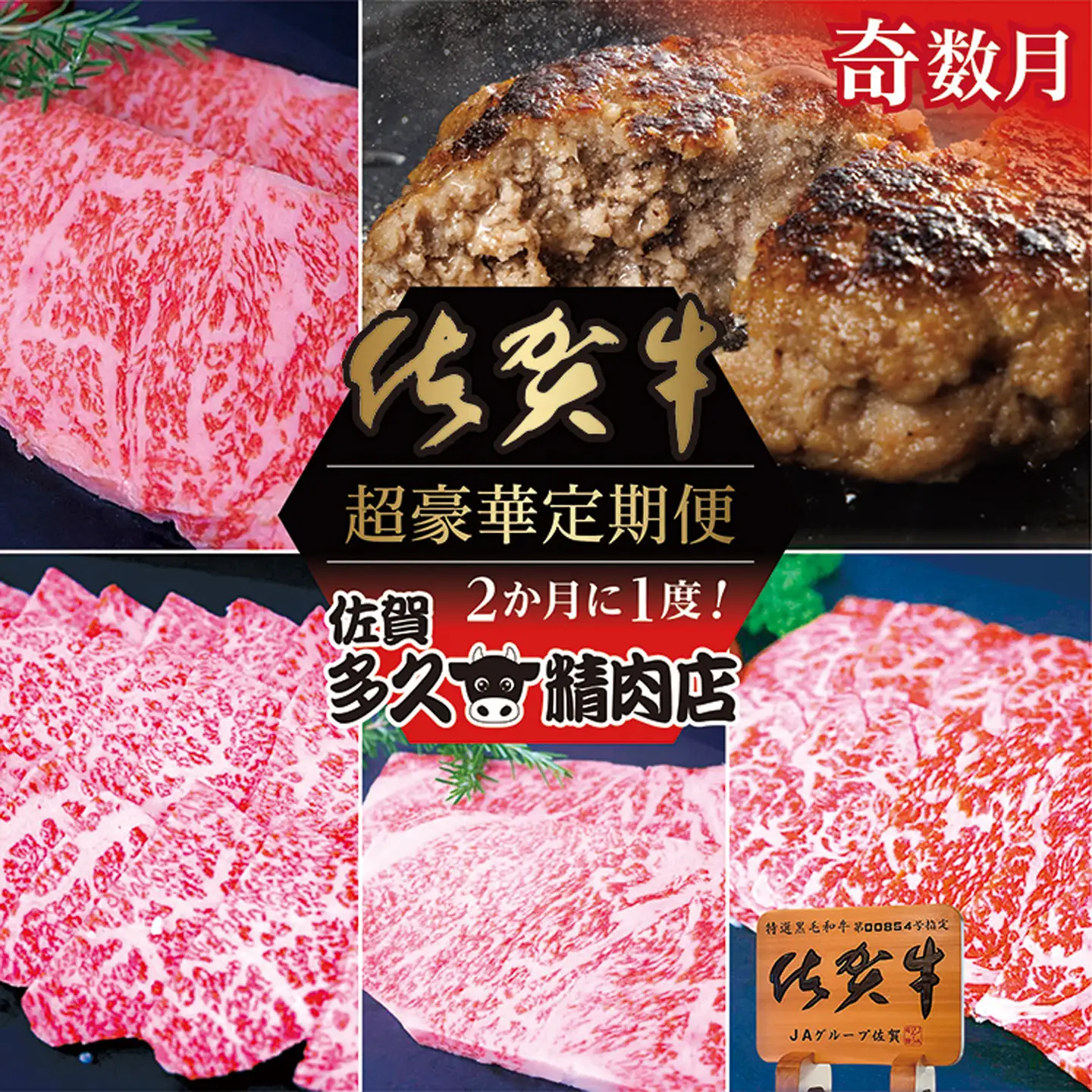 【定期便6回】佐賀牛 奇数月発送 全6回 | サーロイン ステーキ 焼き肉用 赤身 佐賀牛ハンバーグ 焼き肉用 カルビ 佐賀牛100％ハンバーグ ロース ステーキ 牛肉 定期便 _f-81