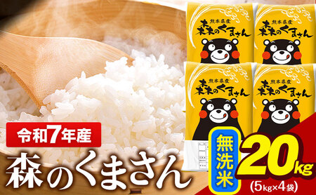  令和7年産  無洗米  森のくまさん 20kg 5kg × 4袋  熊本県産 単一原料米 森くま《7-14日以内に出荷予定(土日祝除く)》｜人気米 熊本県産米 お米 生活応援米
