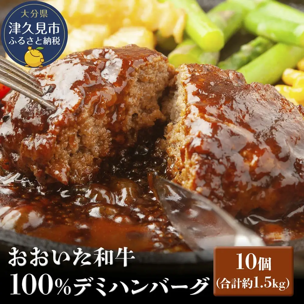 デミハンバーグ おおいた和牛 100%  約150g×10個 計約1.5kg | ハンバーグ 津久見市