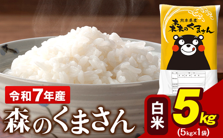 令和7年産 森のくまさん 5kg × 1袋 白米 熊本県産 単一原料米 森くま 米 ブランド米 大容量《7-14日以内に出荷予定(土日祝除く)》