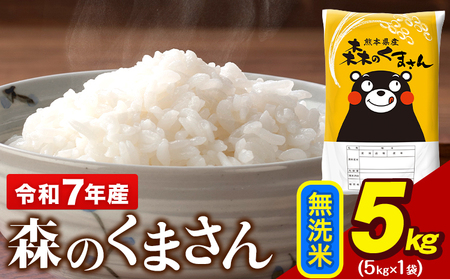令和7年産 無洗米 森のくまさん 5kg × 1袋 熊本県産 単一原料米 森くま 送料無料 美味しい米 お米 熊本県産米 くまもと米《7-14日以内に出荷予定(土日祝除く)》