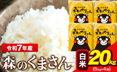  令和7年産 森のくまさん 20kg 5kg × 4袋  白米 熊本県産 単一原料米 森くま送料無料《7-14日以内に出荷予定(土日祝を除く)》
