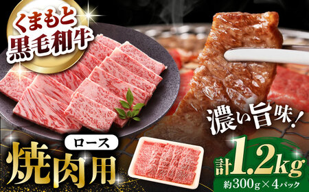 熊本県産 黒毛和牛 ロース 焼肉用 約1.2kg（約300g×4pc）【有限会社 九州食肉産業】[ZDQ152]