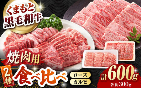 熊本県産 黒毛和牛 ロース・カルビ焼肉用 食べ比べ 約600g(各約300g)【有限会社 九州食肉産業】[ZDQ155]