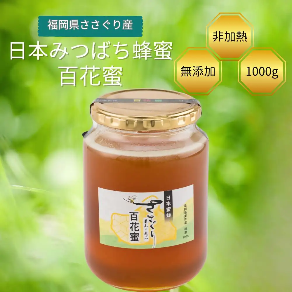 日本蜜蜂「ささぐり里山のはちみつ」（百花蜜）1000g AA002 