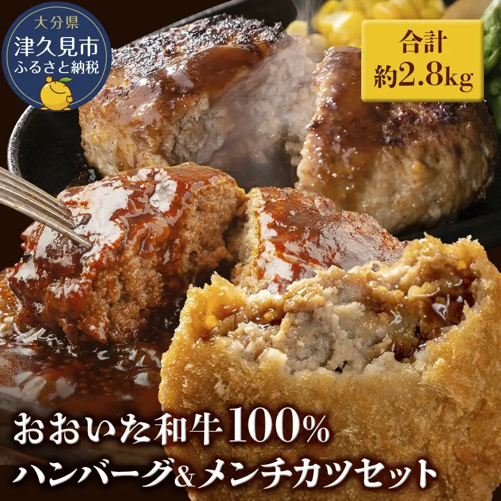 おおいた和牛100% ハンバーグ＆メンチカツセット 合計約2.8kg | 津久見市