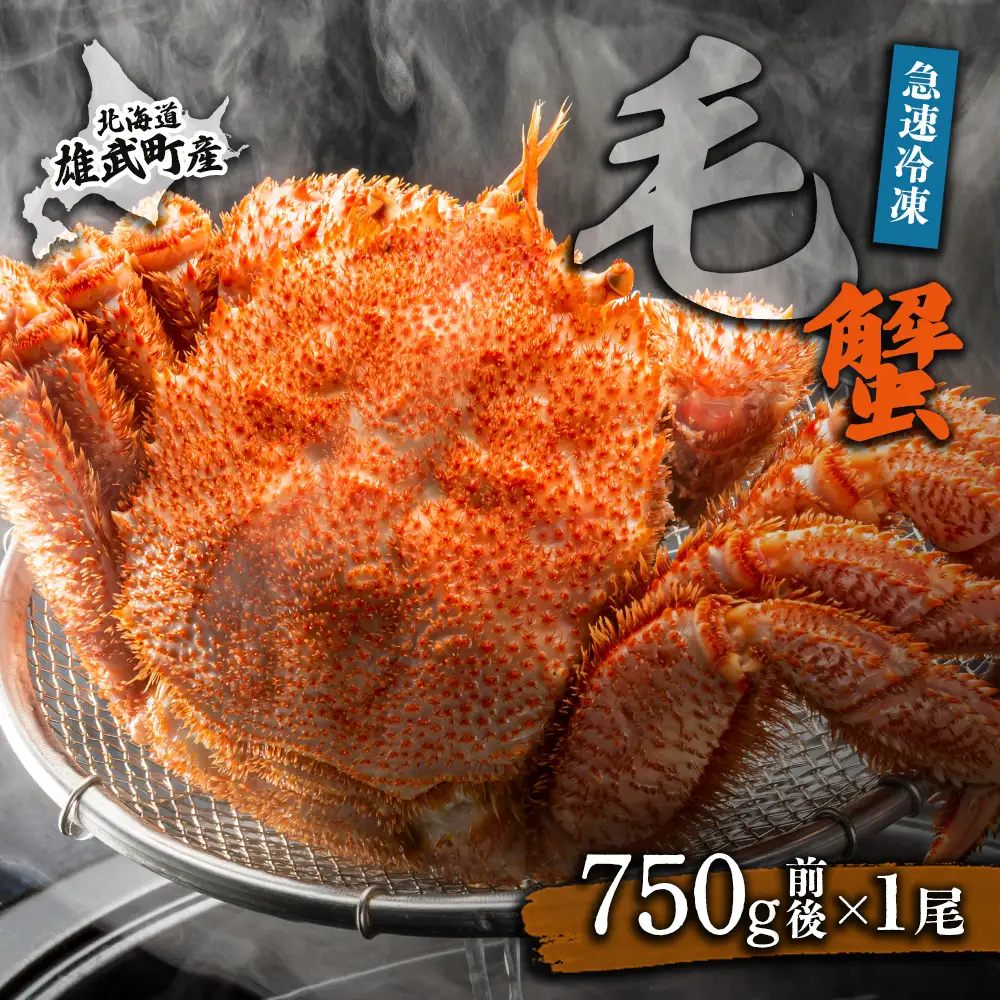 【北海道雄武町産】毛がに（冷凍）(750g前後×1)【1240601】
