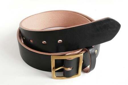 E STREET LEATHER ベンズクラシック 4cm幅 茶芯革 極厚レザーベルト ブラック（30インチ 76.5cm） 【star005-1-01】