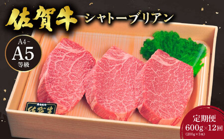 佐賀牛シャトーブリアン600g(200g×3枚)×12回定期便