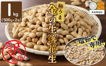 【2026年発送】事前予約 訳あり やみつき極うま “金の生落花生” 塩ゆで専用 1kg(500g×2袋）　H105-197