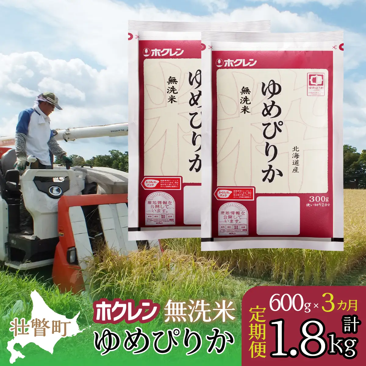 【令和7年産米】【3ヶ月定期配送】（無洗米600g）ホクレンゆめぴりか SBTD153