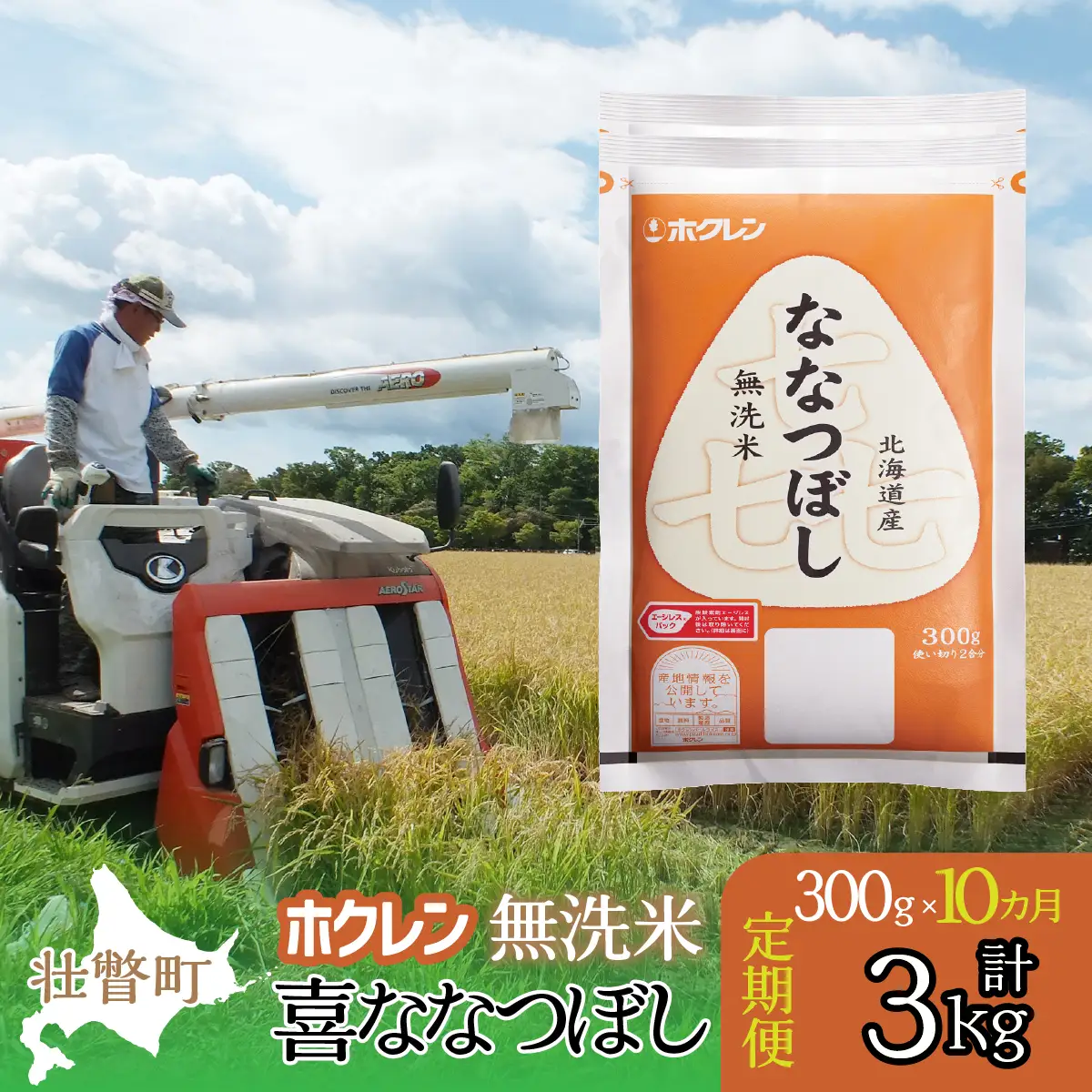 【令和7年産米】【10ヶ月定期配送】（無洗米300g）ホクレン喜ななつぼし SBTD159