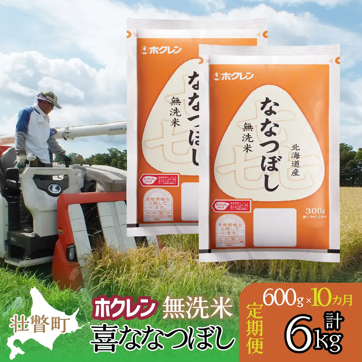 【令和7年産米】【10ヶ月定期配送】（無洗米600g）ホクレン喜ななつぼし SBTD163