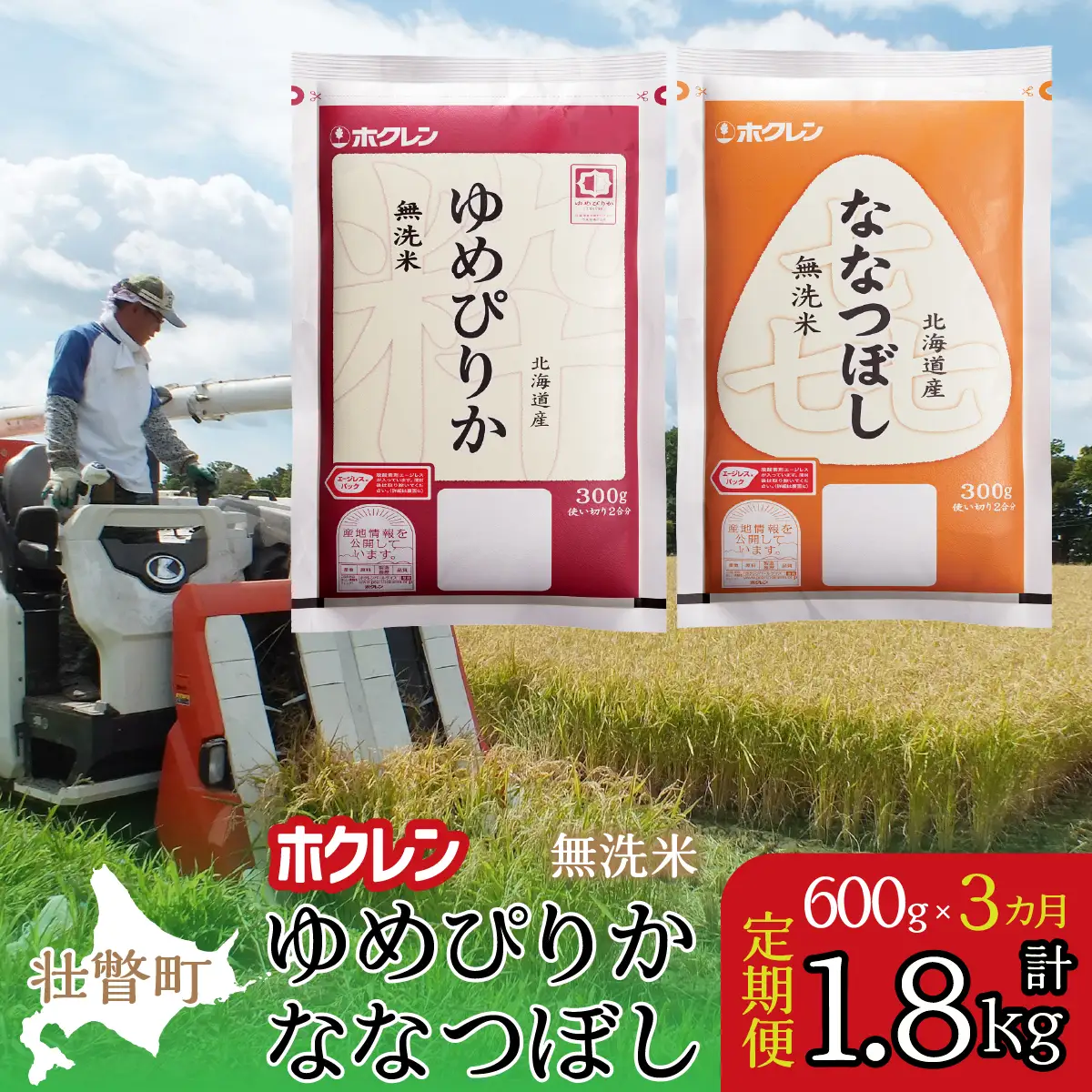 【令和7年産米】【3ヶ月定期配送】（無洗米600g）食べ比べセット（ゆめぴりか、ななつぼし） SBTD165