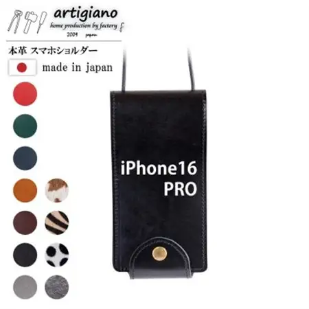 【本革 スマホショルダー】ブラック iPhone16PRO 手帳型【apo-22hh】【1565223】