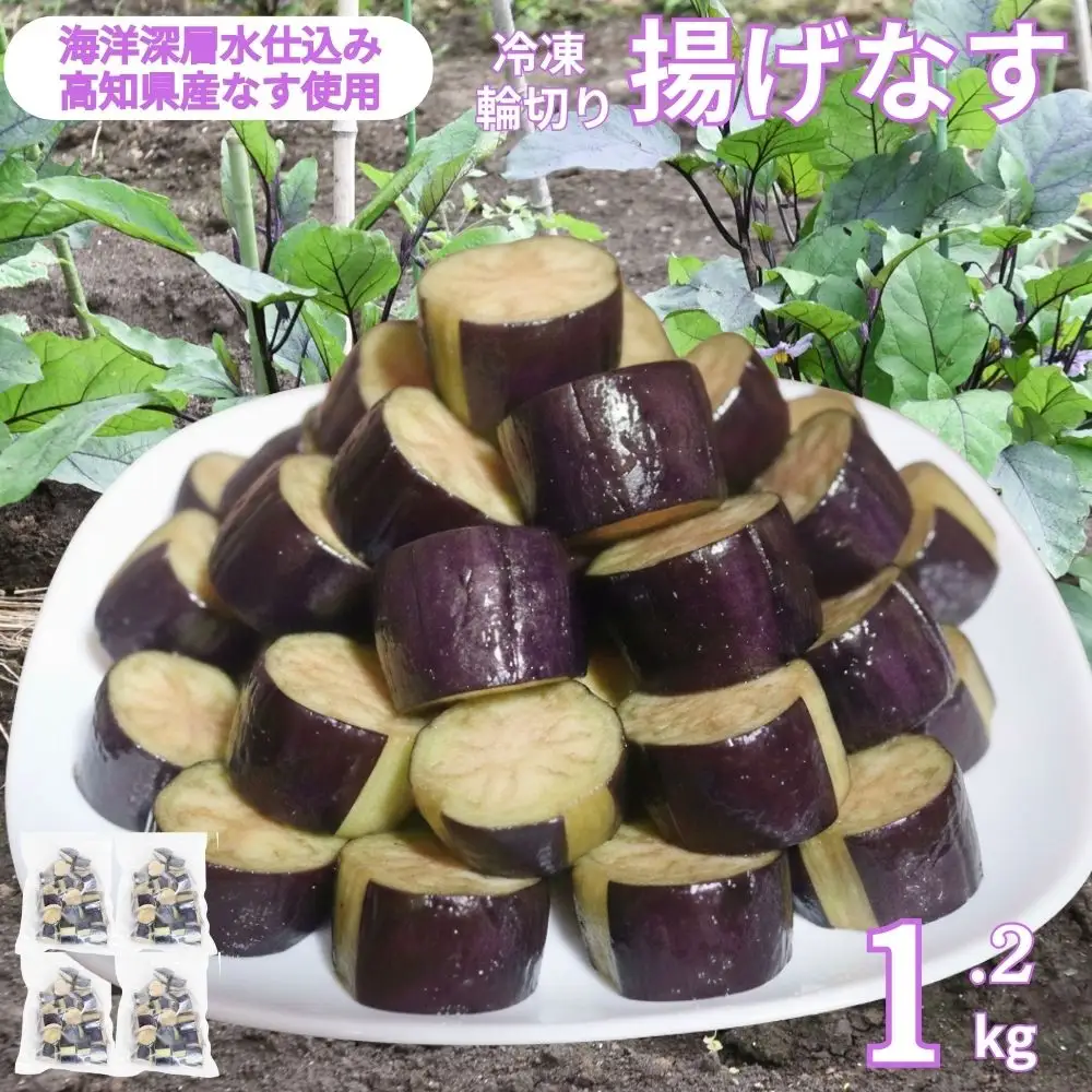 揚げナス 1.2kg【輪切り】海洋深層水仕込みのナス使用 カット済 揚げなす 野菜 やさい ナス なす 茄子 生産量日本一 高知 室戸 惣菜 便利 用途 豊富 カット野菜 調理 ハウス栽培 小分け 7000