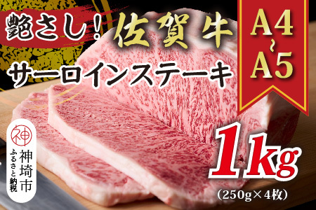 【A4～A5】佐賀牛サーロインステーキ 1kg(250g×4枚)(H112106)
