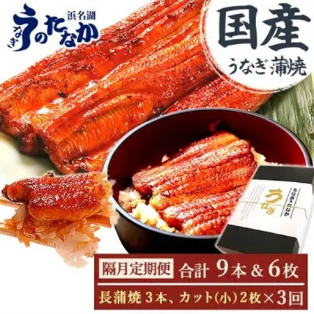 【2ヵ月毎定期便】浜名湖・うなぎのたなかの国産鰻長蒲焼3本、カット小2枚※1回分約650g全3回_鰻 国産 定期便_【配送不可地域：離島】【4059972】
