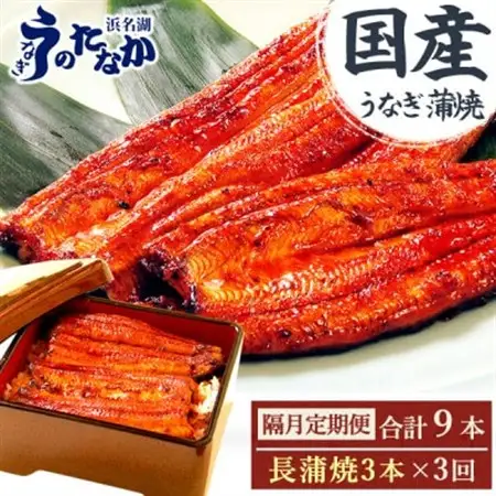 【2ヵ月毎定期便】浜名湖・うなぎのたなかの国産うなぎ長蒲焼3本※1回分540g程度全3回_鰻 国産 定期便_【配送不可地域：離島】【4059979】