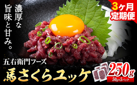馬肉 馬さくらユッケ 50g × 5パック 750g 3ヶ月定期便 五右衛門フーズ 《お申込み月の翌月から出荷開始》