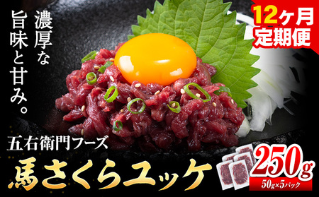 馬肉 馬さくらユッケ 50g × 5パック 3kg 12ヶ月定期便 五右衛門フーズ 《お申込み月の翌月から出荷開始》 