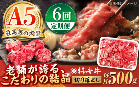 【6回定期便】最高級A5等級 三重県産 黒毛和牛 柿安牛 切り落とし 500g / 国産牛 ブランド牛 牛肉 冷蔵 / 亀山市 / 柿安本店 [AMBW010]