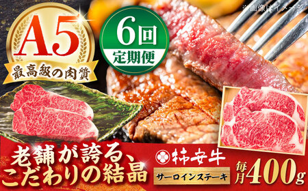 【6回定期便】最高級A5等級 三重県産 黒毛和牛 柿安牛 サーロインステーキ 400g / 国産牛 和牛 ブランド牛 牛肉 冷蔵 高級肉 ギフト 贅沢 / 亀山市 / 柿安本店 [AMBW022]