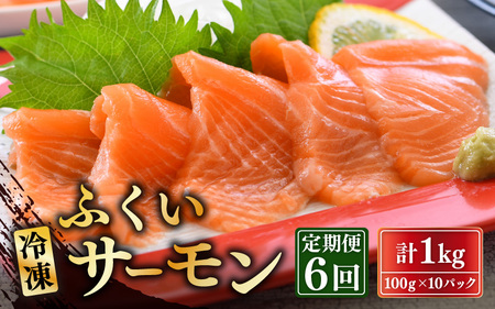 【6ヶ月連続お届け】ふくいサーモン 1kg 真空冷凍 100g× 10パック × 6回【サーモン 鮭 刺身 さけ サケ さかな 魚 人気 海鮮 海鮮食品 小分け お刺身用 生食用 生食可 低脂肪 低カロリー ヘルシー 冷凍 国産】 [O-6201]