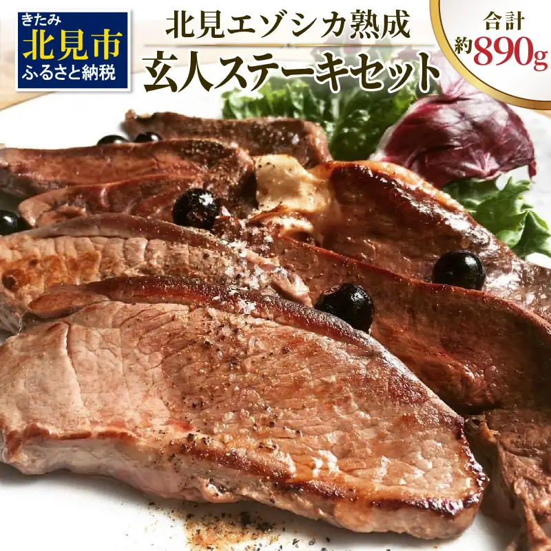 北見エゾシカ熟成肉 ドライエイジング玄人ステーキセット 約890g ( エゾシカ肉 しか 熟成肉 お肉 肉 鹿肉 ジビエ 熟成ジビエ ステーキ BBQ 焼き肉 焼肉 カット肉 )【025-0046】