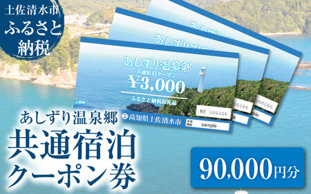 あしずり温泉郷 共通宿泊クーポン券 90,000円分 【R01319】