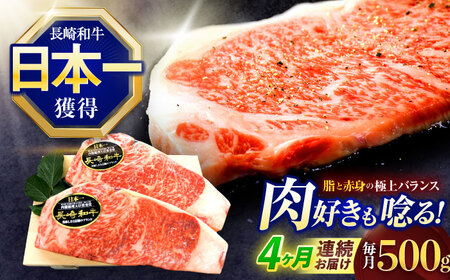 【4回定期便】長崎和牛サーロインステーキ 約500g(250g×2枚)[OCE046]